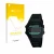 Front side of a product packaging with the brand logo upscreen. Next to it is the device Casio W-86-1VQES shown with the corre