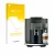 Front side of a product packaging with the brand logo upscreen. Next to it is the device Jura E8 (EC) shown with the correspon