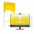 Front side of a product packaging with the brand logo upscreen. Next to it is the device Dell OptiPlex 7420 All-in-One shown w
