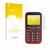 Front side of a product packaging with the brand logo upscreen. Next to it is the device Doro Leva L10 shown with the correspo