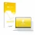 Front side of a product packaging with the brand logo upscreen. Next to it is the device ASUS ZenBook S 14 UX5406 shown with t
