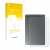 Front side of a product packaging with the brand logo upscreen. Next to it is the device Samsung Galaxy Tab S10 FE (Back) show