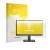 Front side of a product packaging with the brand logo upscreen. Next to it is the device Dell 22 SE2225HM shown with the corre