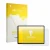 Front side of a product packaging with the brand logo upscreen. Next to it is the device Tesla Model 3 2026 shown with the cor