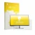 Front side of a product packaging with the brand logo upscreen. Next to it is the device HP Series 5 Pro 524pf shown with the 