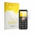 Front side of a product packaging with the brand logo upscreen. Next to it is the device Easyfone Prime A5 shown with the corr