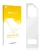 Front side of a product packaging with the brand logo upscreen. Next to it is the corresponding screen protector.