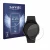 Front side of a product packaging with the brand logo Savvies. Next to it is the device Samsung Galaxy Watch 4 (44mm) shown wi