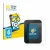 Front side of a product packaging with the brand logo BROTECT. Next to it is the device FIT Display Compact shown with the cor
