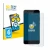 Front side of a product packaging with the brand logo BROTECT. Next to it is the device Huawei P10 Plus shown with the corresp