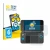 Front side of a product packaging with the brand logo BROTECT. Next to it is the device New Nintendo 2DS XL shown with the cor