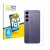 Front side of a product packaging with the brand logo BROTECT. Next to it is the device Samsung Galaxy S24 (Back) shown with t