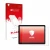 Front side of a product packaging with the brand logo upscreen. Next to it is the device Microsoft Surface Go 2 10.5" shown wi