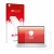 Front side of a product packaging with the brand logo upscreen. Next to it is the device Dell XPS 14 9440 Touch shown with the