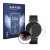 Front side of a product packaging with the brand logo Savvies. Next to it is the device Withings Steel HR (36 mm) shown with t