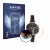 Front side of a product packaging with the brand logo Savvies. Next to it is the device Fossil Monroe Hybrid HR shown with the