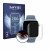 Front side of a product packaging with the brand logo Savvies. Next to it is the device Apple Watch Series 10 (46 mm) shown wi