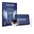 Front side of a product packaging with the brand logo Savvies. Next to it is the device Carpuride W702BS 7" shown with the cor