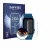 Front side of a product packaging with the brand logo Savvies. Next to it is the device One2Track Connect Adventure shown with