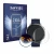 Front side of a product packaging with the brand logo Savvies. Next to it is the device Amazfit Active 3 Premium shown with th