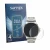 Front side of a product packaging with the brand logo Savvies. Next to it is the device Huawei Watch Buds 2 shown with the cor