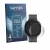 Front side of a product packaging with the brand logo Savvies. Next to it is the device Samsung Galaxy Watch 9 (44 mm) shown w