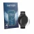 Front side of a product packaging with the brand logo Savvies. Next to it is the device Huawei Watch GT 7 (46 mm) shown with t