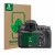 Front side of a product packaging with the brand logo ScreenLeaf. Next to it is the device Nikon D810 shown with the correspon