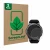 Front side of a product packaging with the brand logo ScreenLeaf. Next to it is the device Samsung Gear S3 Frontier shown with