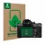 Front side of a product packaging with the brand logo ScreenLeaf. Next to it is the device Sony Alpha 7 III (ILCE-7M3) shown w