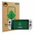 Front side of a product packaging with the brand logo ScreenLeaf. Next to it is the device Nintendo Switch OLED-Modell shown w