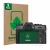 Front side of a product packaging with the brand logo ScreenLeaf. Next to it is the device Fujifilm X-T30 ll shown with the co