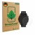 Front side of a product packaging with the brand logo ScreenLeaf. Next to it is the device Garmin Forerunner 255 shown with th