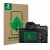 Front side of a product packaging with the brand logo ScreenLeaf. Next to it is the device Sony Alpha 7R V shown with the corr