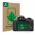 Front side of a product packaging with the brand logo ScreenLeaf. Next to it is the device Canon EOS R100 shown with the corre