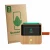 Front side of a product packaging with the brand logo ScreenLeaf. Next to it is the device tigerbox Touch Plus shown with the 
