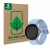 Front side of a product packaging with the brand logo ScreenLeaf. Next to it is the device Samsung Galaxy Watch FE shown with 