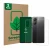 Front side of a product packaging with the brand logo ScreenLeaf. Next to it is the device Xiaomi Poco X7 Pro (Front+Back) sho