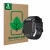 Front side of a product packaging with the brand logo ScreenLeaf. Next to it is the device bedee Smartwatch 1.96" shown with t