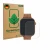 Front side of a product packaging with the brand logo ScreenLeaf. Next to it is the device Techmade M-GLAM011 1.75" shown with