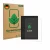 Front side of a product packaging with the brand logo ScreenLeaf. Next to it is the device Hannspree Lumo 7.8 shown with the c