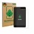 Front side of a product packaging with the brand logo ScreenLeaf. Next to it is the device Logicom Tab 80 8