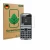 Front side of a product packaging with the brand logo ScreenLeaf. Next to it is the device bea-fon Fold 10 LTE shown with the 