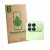 Front side of a product packaging with the brand logo ScreenLeaf. Next to it is the device Xiaomi Poco F9 Pro (ONLY Camera Len